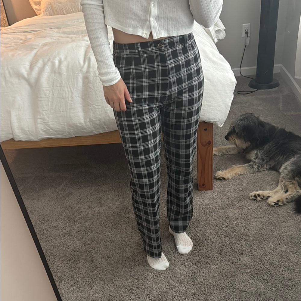 Reformation Monochrome Plaid Trousers